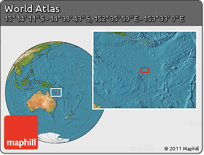 Satellite Location Map of the Area around 14° 56' 57" S, 153° 4' 29" E