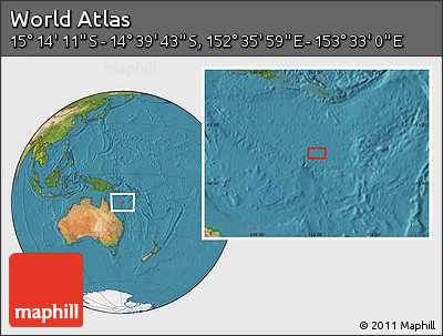 Satellite Location Map of the Area around 14° 56' 57" S, 153° 4' 29" E