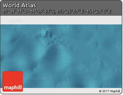 Satellite 3D Map of the Area around 14° 56' 57" S, 153° 55' 30" E