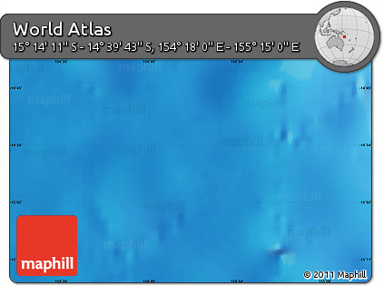 Physical Map of the Area around 14° 56' 57" S, 154° 46' 30" E