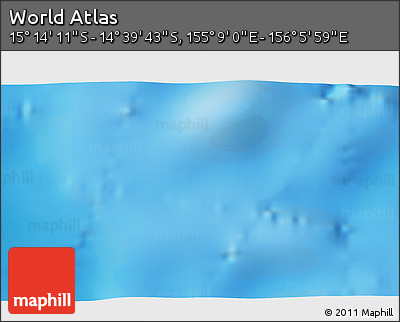 Shaded Relief 3D Map of the Area around 14° 56' 57" S, 155° 37' 30" E