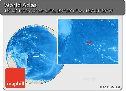 Shaded Relief Location Map of the Area around 14° 56' 57" S, 157° 10' 30" W