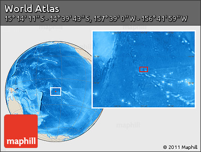 Shaded Relief Location Map of the Area around 14° 56' 57" S, 157° 10' 30" W