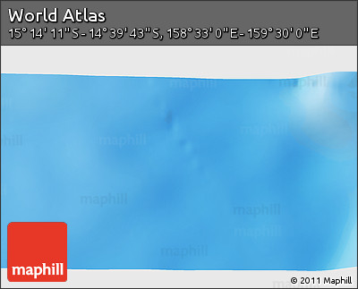 Physical 3D Map of the Area around 14° 56' 57" S, 159° 1' 30" E