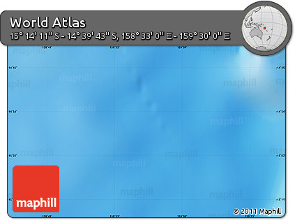 Physical Map of the Area around 14° 56' 57" S, 159° 1' 30" E