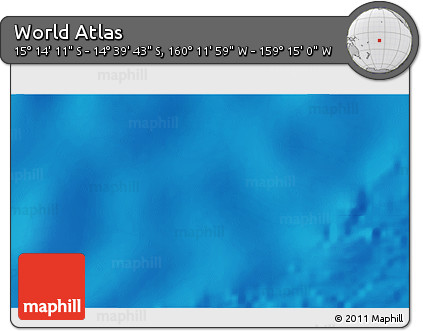 Physical 3D Map of the Area around 14° 56' 57" S, 159° 43' 29" W
