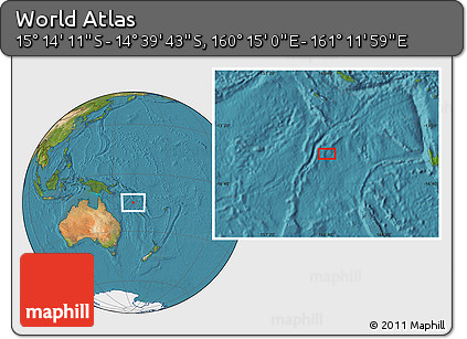 Satellite Location Map of the Area around 14° 56' 57" S, 160° 43' 29" E