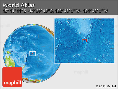 Physical Location Map of the Area around 14° 56' 57" S, 162° 16' 30" W