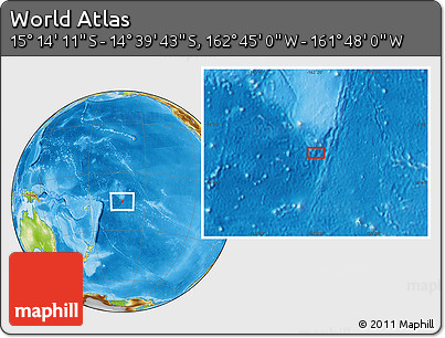 Physical Location Map of the Area around 14° 56' 57" S, 162° 16' 30" W