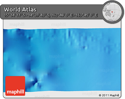 Shaded Relief 3D Map of the Area around 14° 56' 57" S, 163° 16' 30" E