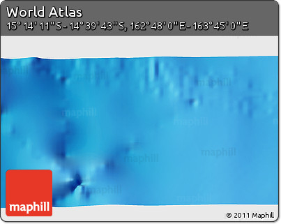 Shaded Relief 3D Map of the Area around 14° 56' 57" S, 163° 16' 30" E