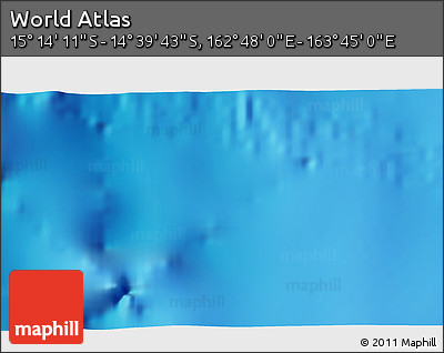 Shaded Relief 3D Map of the Area around 14° 56' 57" S, 163° 16' 30" E
