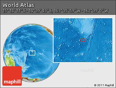 Physical Location Map of the Area around 14° 56' 57" S, 163° 7' 30" W