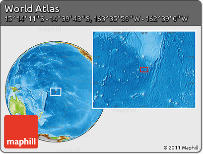 Physical Location Map of the Area around 14° 56' 57" S, 163° 7' 30" W