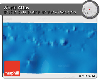 Physical 3D Map of the Area around 14° 56' 57" S, 166° 31' 30" W
