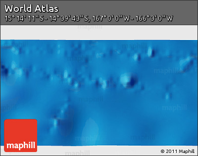 Physical 3D Map of the Area around 14° 56' 57" S, 166° 31' 30" W