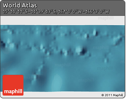 Satellite 3D Map of the Area around 14° 56' 57" S, 166° 31' 30" W