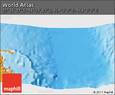 Political 3D Map of the Area around 14° 56' 57" S, 167° 31' 30" E