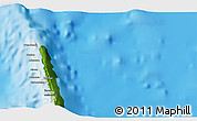 Physical 3D Map of the area around 14° 56' 57" S, 168° 22' 30" E