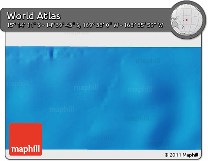 Physical 3D Map of the Area around 14° 56' 57" S, 169° 4' 29" W