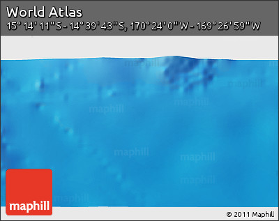 Physical 3D Map of the Area around 14° 56' 57" S, 169° 55' 30" W
