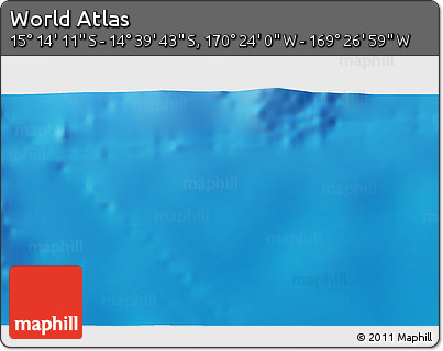 Physical 3D Map of the Area around 14° 56' 57" S, 169° 55' 30" W