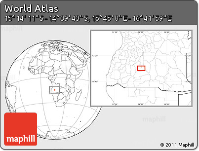 Blank Location Map of the Area around 14° 56' 57" S, 16° 13' 30" E