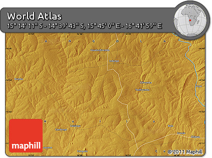 Physical Map of the Area around 14° 56' 57" S, 16° 13' 30" E