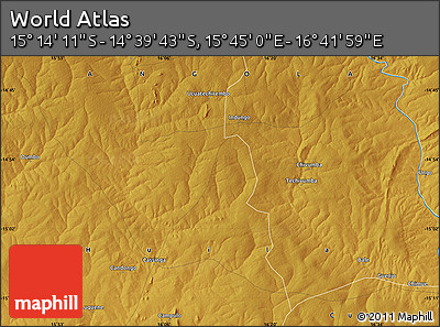 Physical Map of the Area around 14° 56' 57" S, 16° 13' 30" E