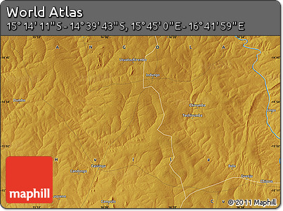 Physical Map of the Area around 14° 56' 57" S, 16° 13' 30" E