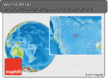 Physical Location Map of the Area around 14° 56' 57" S, 171° 46' 30" E