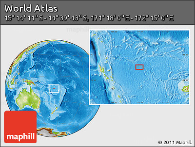 Physical Location Map of the Area around 14° 56' 57" S, 171° 46' 30" E