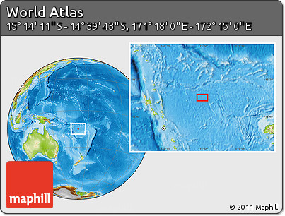 Physical Location Map of the Area around 14° 56' 57" S, 171° 46' 30" E