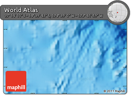 Shaded Relief Map of the Area around 14° 56' 57" S, 174° 10' 30" W