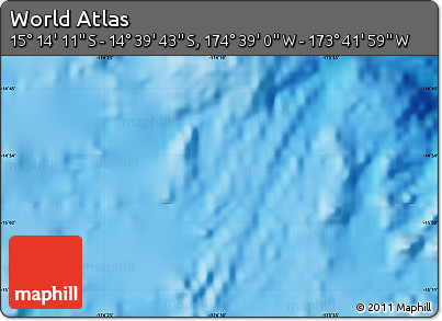 Shaded Relief Map of the Area around 14° 56' 57" S, 174° 10' 30" W