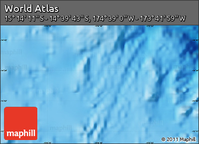 Shaded Relief Map of the Area around 14° 56' 57" S, 174° 10' 30" W