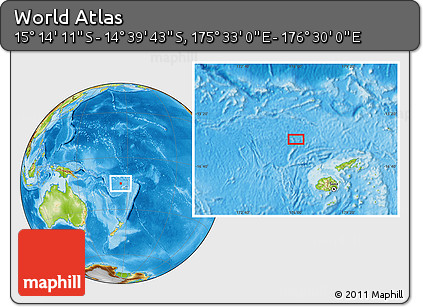 Physical Location Map of the Area around 14° 56' 57" S, 176° 1' 30" E