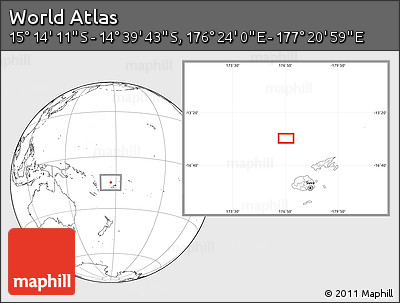 Blank Location Map of the Area around 14° 56' 57" S, 176° 52' 30" E