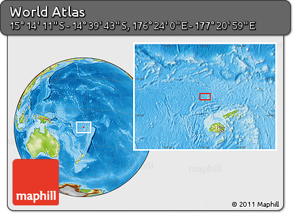Physical Location Map of the Area around 14° 56' 57" S, 176° 52' 30" E