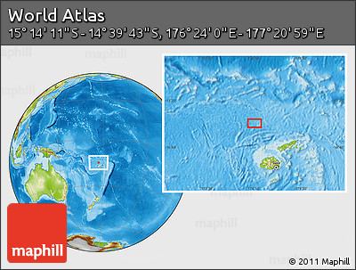 Physical Location Map of the Area around 14° 56' 57" S, 176° 52' 30" E