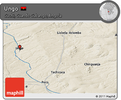 Shaded Relief Panoramic Map of Ungo