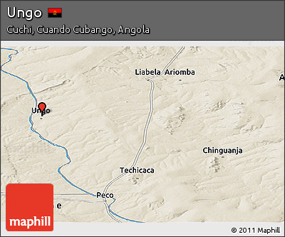 Shaded Relief Panoramic Map of Ungo