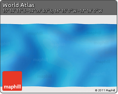 Physical 3D Map of the Area around 14° 56' 57" S, 17° 46' 29" W