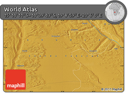 Physical Map of the Area around 14° 56' 57" S, 19° 37' 30" E