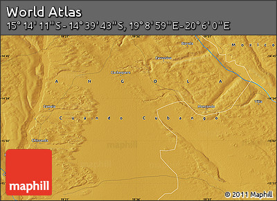 Physical Map of the Area around 14° 56' 57" S, 19° 37' 30" E