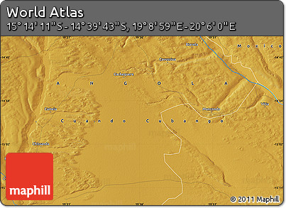 Physical Map of the Area around 14° 56' 57" S, 19° 37' 30" E