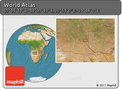 Satellite Location Map of the Area around 14° 56' 57" S, 21° 19' 30" E