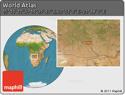 Satellite Location Map of the Area around 14° 56' 57" S, 21° 19' 30" E