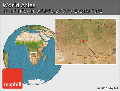 Satellite Location Map of the Area around 14° 56' 57" S, 21° 19' 30" E
