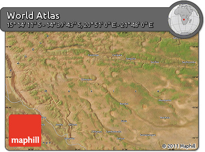 Satellite Map of the Area around 14° 56' 57" S, 21° 19' 30" E